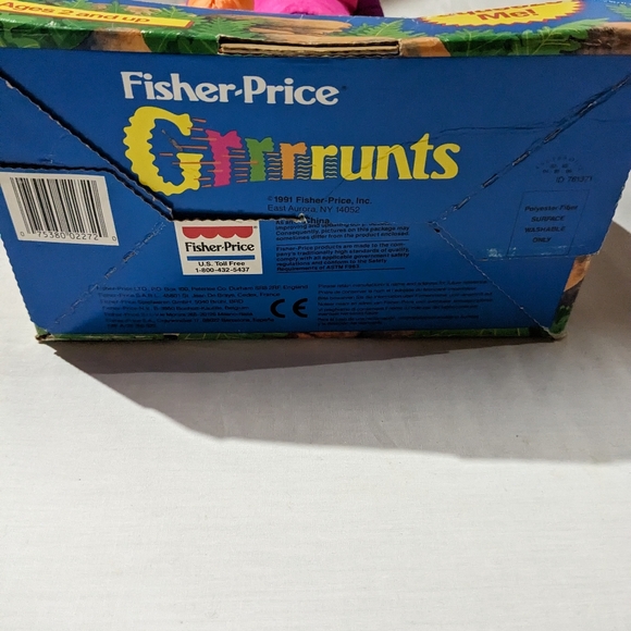 Fisher Price Puffalumps Grrrrunts Caveman 18"  orange with bone VTG 1991 works - Picture 5 of 6